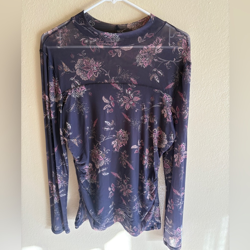 Maurices Floral Mesh Mock Neck Blouse - Picture 3 of 8